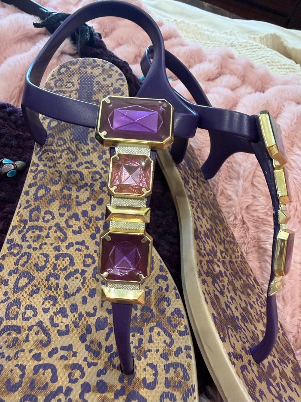 Sexy Rare Grenade Purple Cheetah 🐆3 Gems & Jelly Brazil Sz  6 - Picture 4 of 11